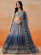 NAVY BLUE GEORGETTE WEDDING LEHENGA