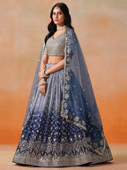NAVY BLUE GEORGETTE WEDDING LEHENGA