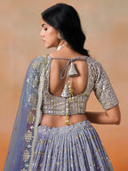 NAVY BLUE GEORGETTE WEDDING LEHENGA