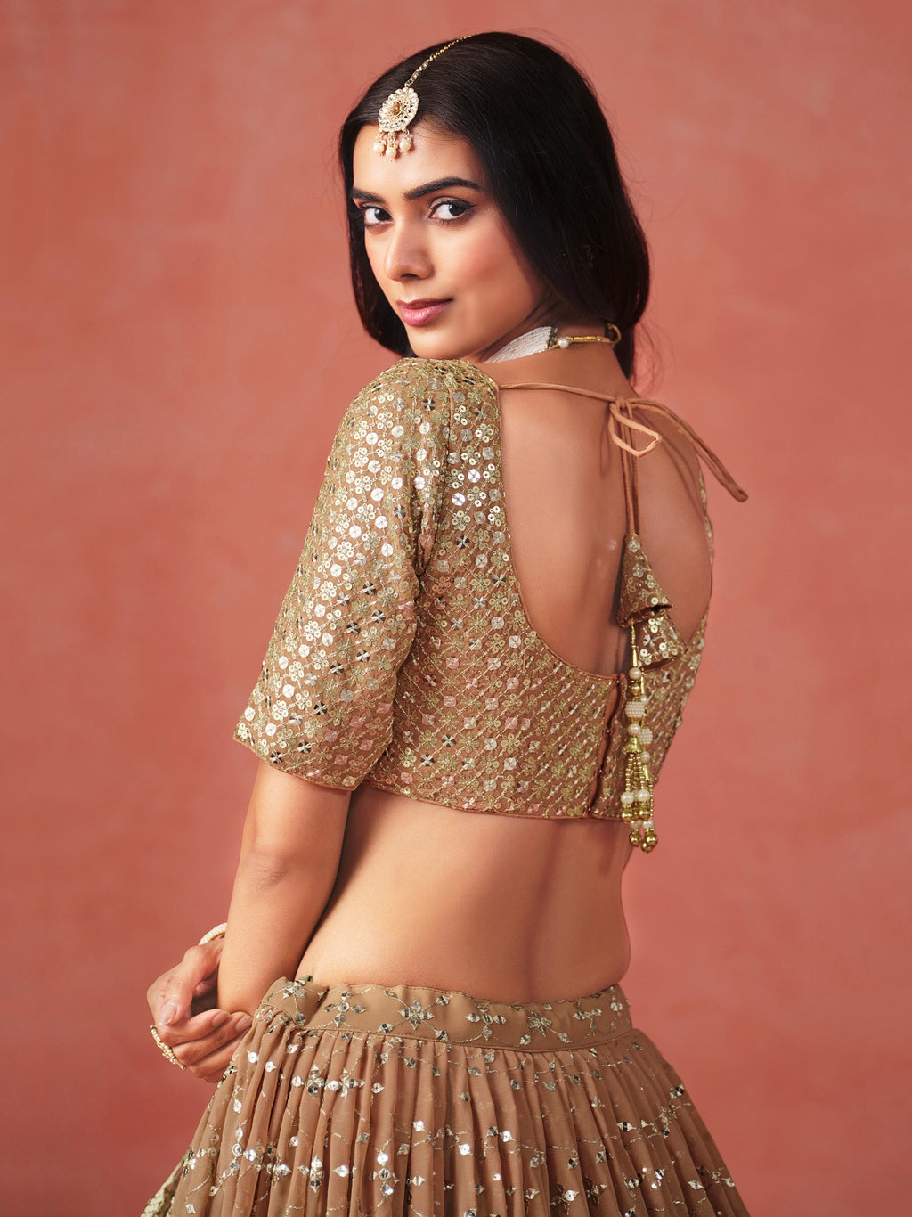 MEHENDI GREEN GEORGETTE WEDDING LEHENGA