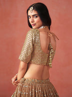 MEHENDI GREEN GEORGETTE WEDDING LEHENGA