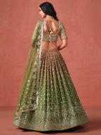 MEHENDI GREEN GEORGETTE WEDDING LEHENGA