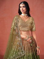 MEHENDI GREEN GEORGETTE WEDDING LEHENGA