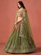 MEHENDI GREEN GEORGETTE WEDDING LEHENGA