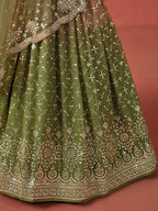 MEHENDI GREEN GEORGETTE WEDDING LEHENGA