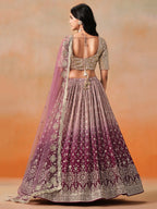 MAROON OMBRE GEORGETTE WEDDING LEHENGA