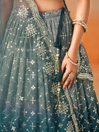 DOVE BLUE OMBRE WEDDING LEHENGA