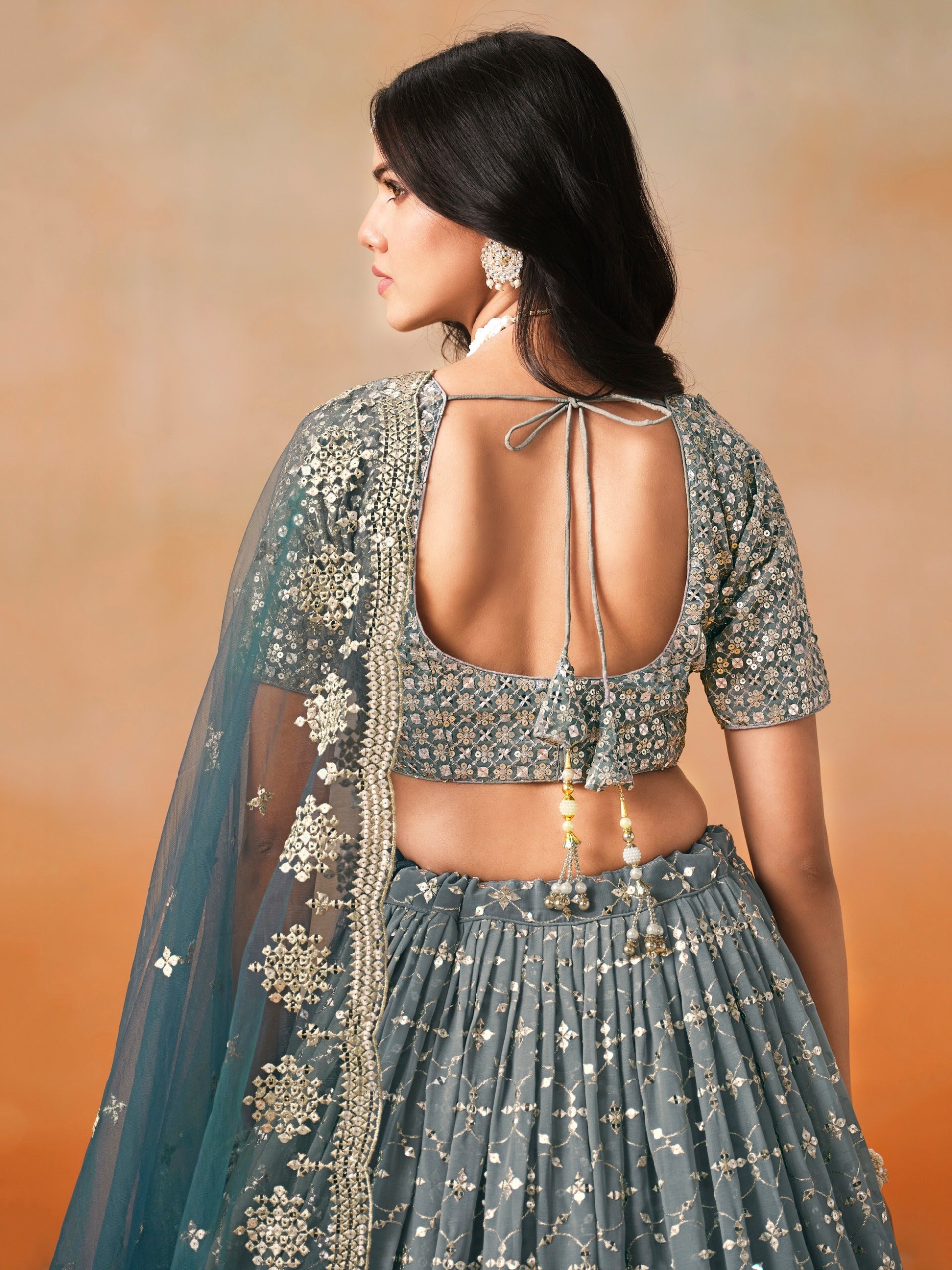 DOVE BLUE OMBRE WEDDING LEHENGA
