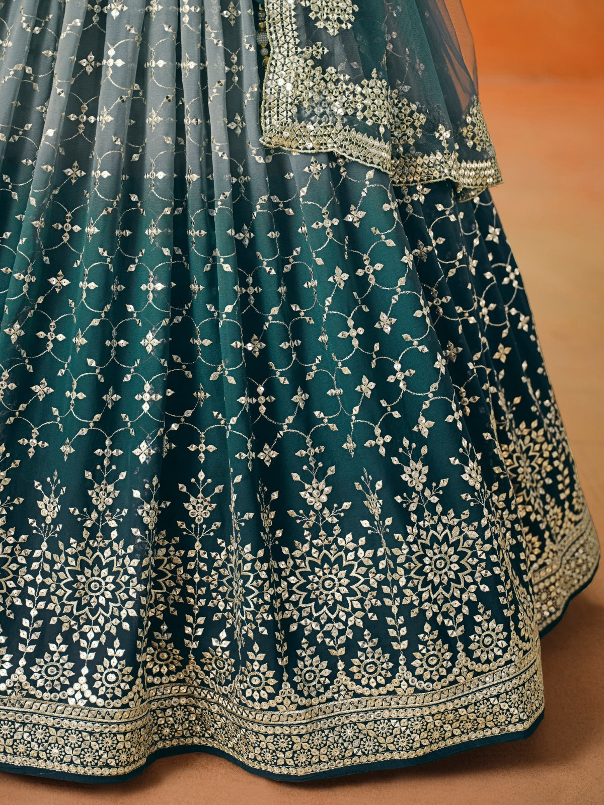 DOVE BLUE OMBRE WEDDING LEHENGA