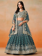 DOVE BLUE OMBRE WEDDING LEHENGA