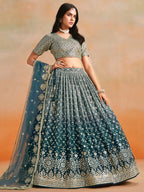 DOVE BLUE OMBRE WEDDING LEHENGA
