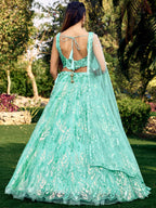 SEA BLUE HEAVY SEQUINS LEHENGA