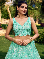 SEA BLUE HEAVY SEQUINS LEHENGA