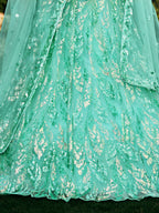 SEA BLUE HEAVY SEQUINS LEHENGA