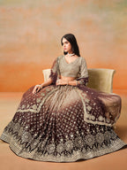BEIGE BROWN OMBRE WEDDING LEHENGA