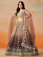 BEIGE BROWN OMBRE WEDDING LEHENGA