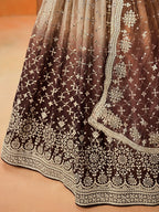 BEIGE BROWN OMBRE WEDDING LEHENGA