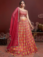 ROSE RED HEAVY SILK WEDDING LEHENGA