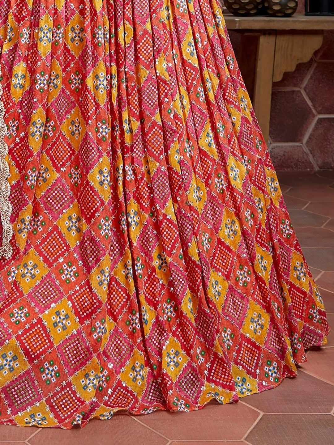 ROSE RED HEAVY SILK WEDDING LEHENGA