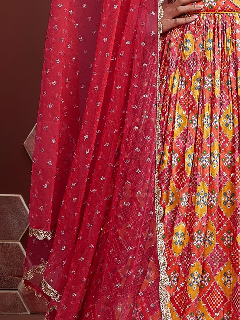 ROSE RED HEAVY SILK WEDDING LEHENGA