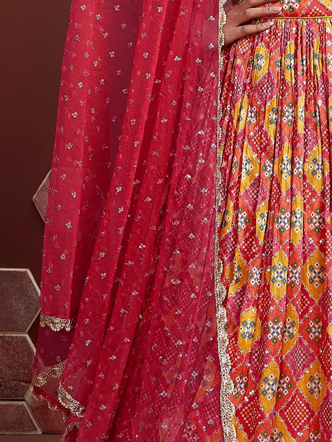 ROSE RED HEAVY SILK WEDDING LEHENGA