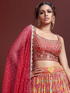 ROSE RED HEAVY SILK WEDDING LEHENGA