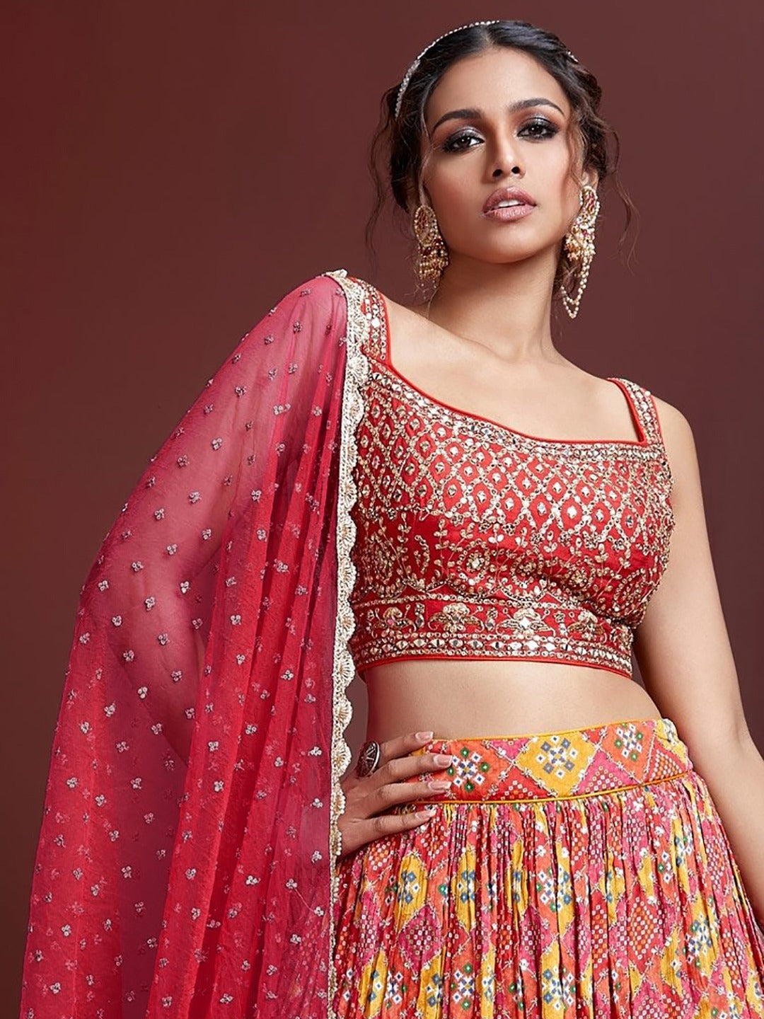 ROSE RED HEAVY SILK WEDDING LEHENGA