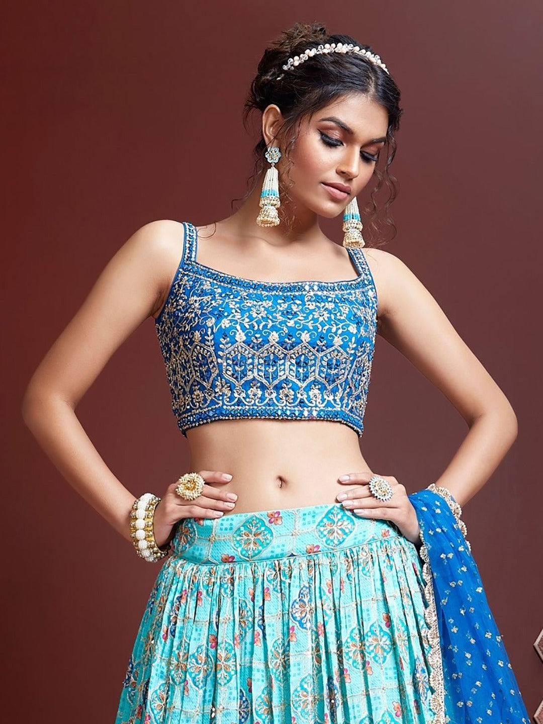 SKY BLUE HEAVY WEDDING LEHENGA