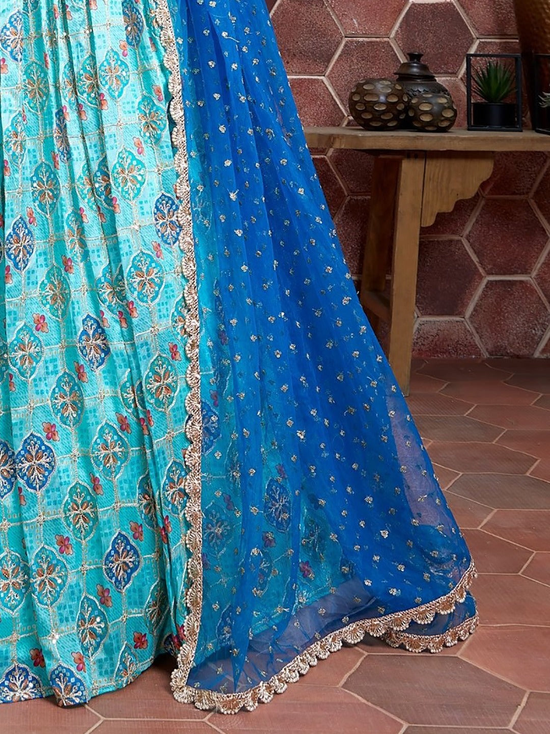 SKY BLUE HEAVY WEDDING LEHENGA
