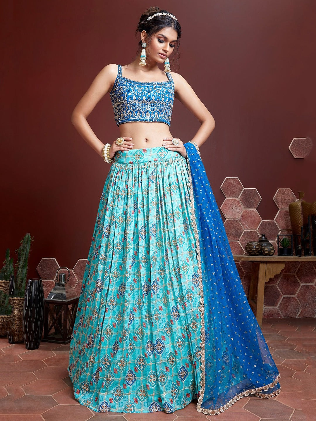 SKY BLUE HEAVY WEDDING LEHENGA