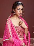 BUBBLEGUM PINK HEAVY WEDDING LEHENGA