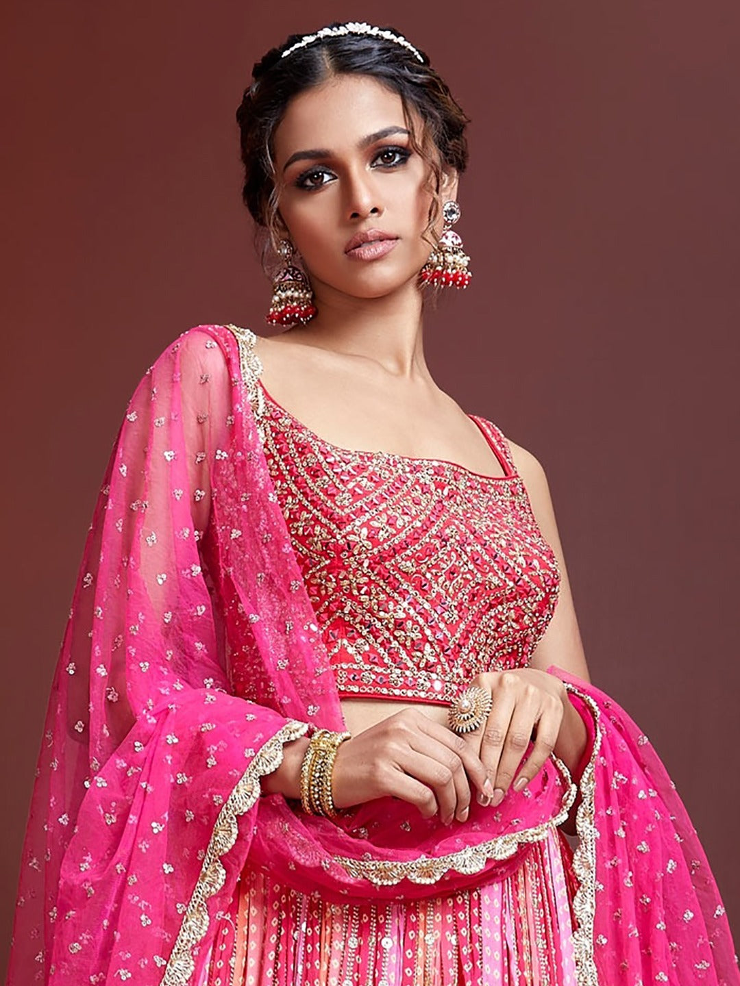 BUBBLEGUM PINK HEAVY WEDDING LEHENGA