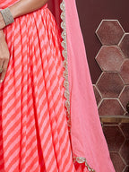 PINK ORGANZA HEAVY WEDDING LEHENGA
