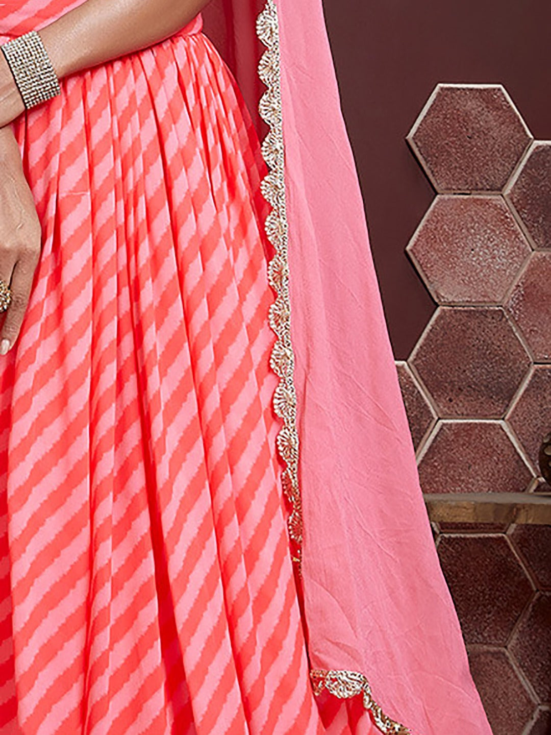 PINK ORGANZA HEAVY WEDDING LEHENGA