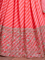 PINK ORGANZA HEAVY WEDDING LEHENGA