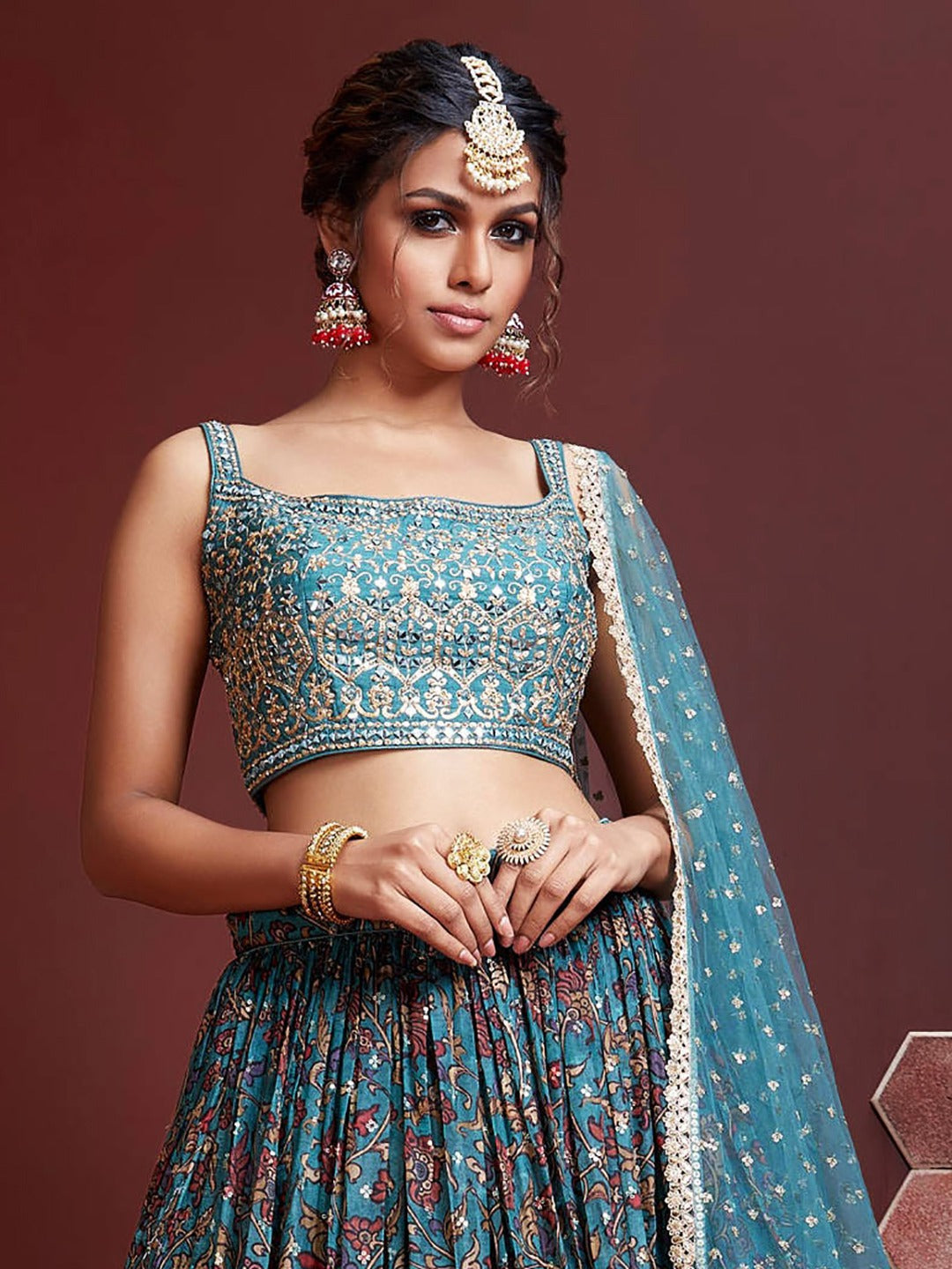 OCEAN BLUE HEAVY WEDDING LEHENGA