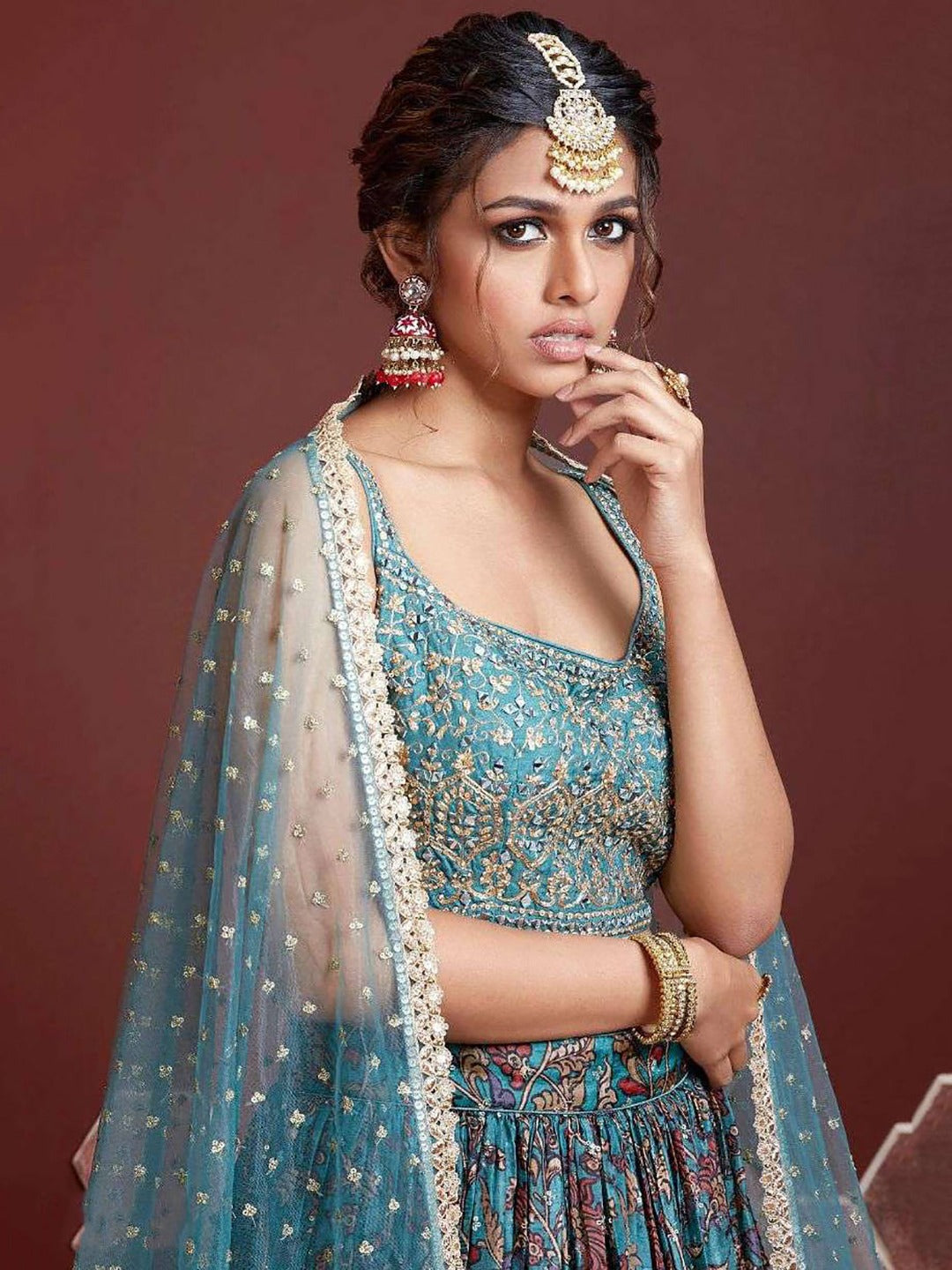 OCEAN BLUE HEAVY WEDDING LEHENGA