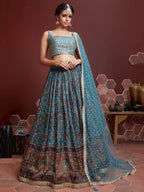 OCEAN BLUE HEAVY WEDDING LEHENGA