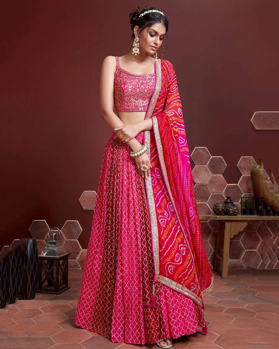 LOTUS PINK HEAVY WEDDING LEHENGA