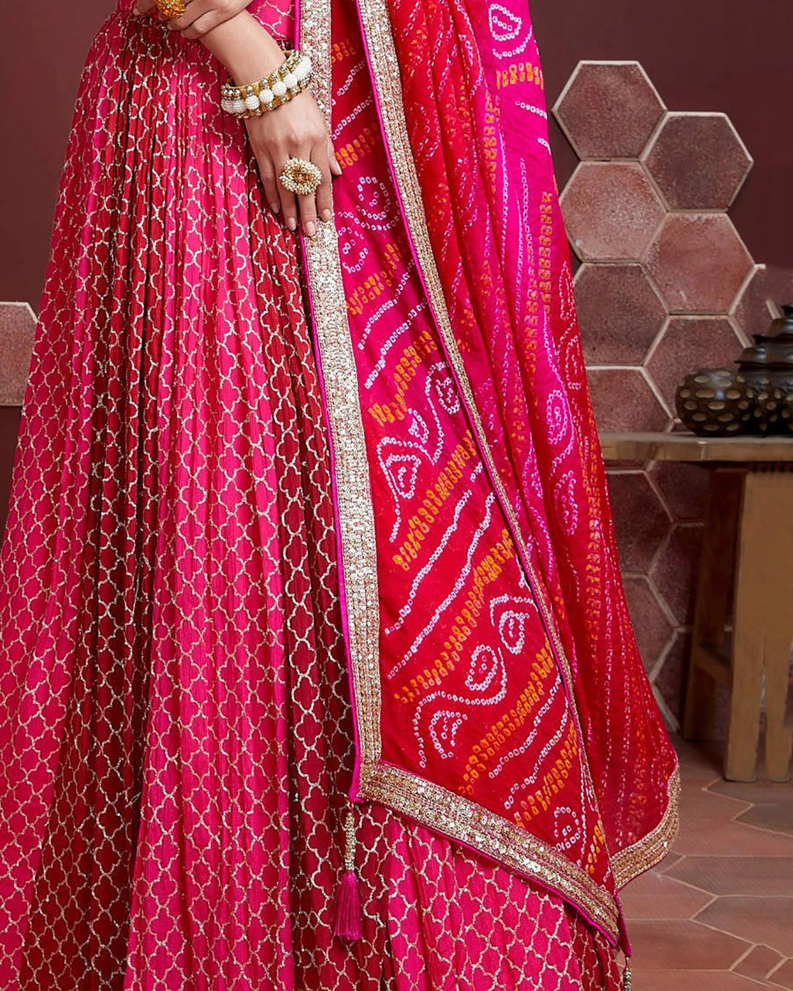 LOTUS PINK HEAVY WEDDING LEHENGA