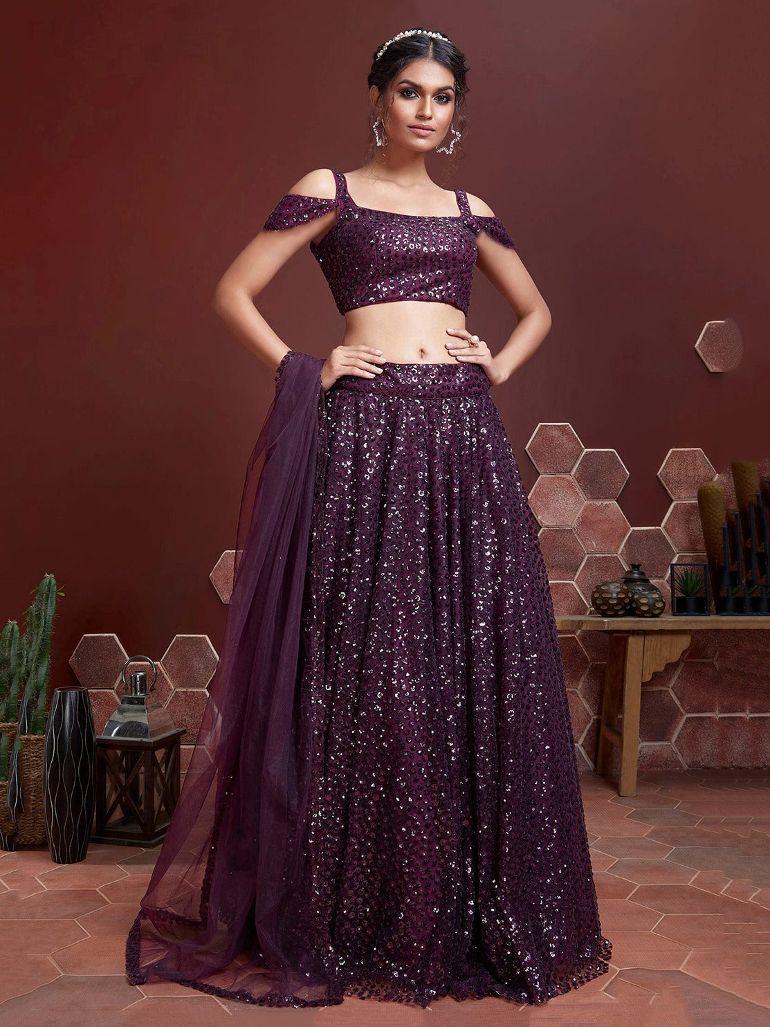 PURPLE HEAVY WEDDING LEHENGA
