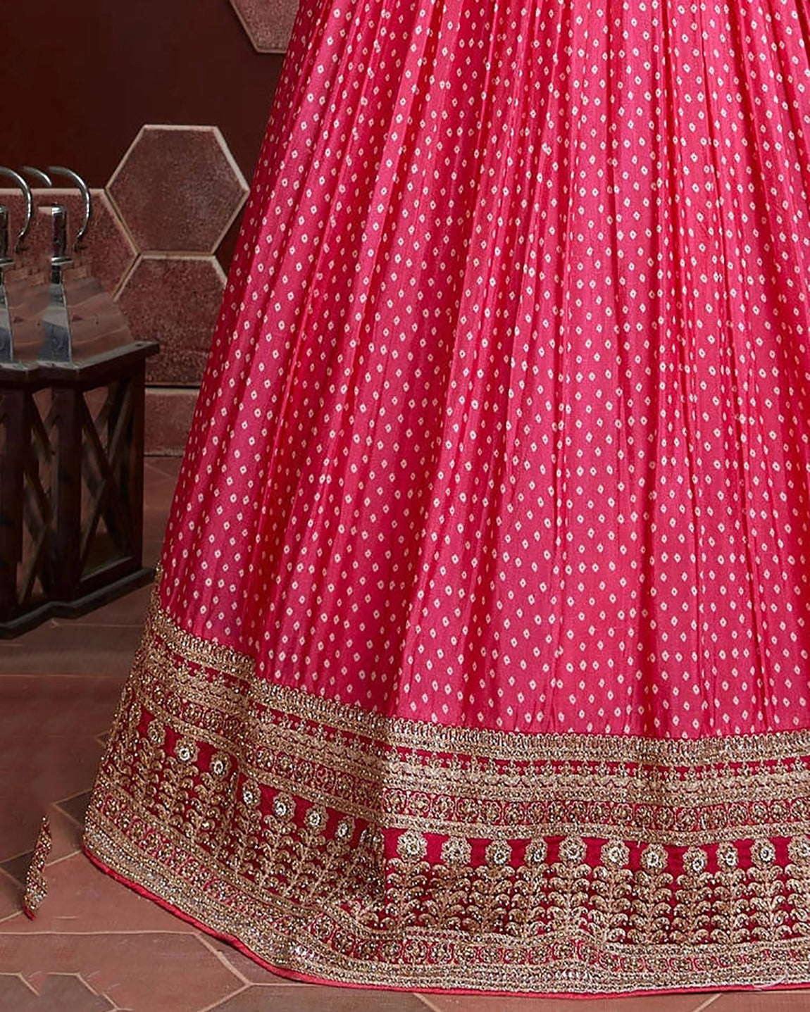 MEGENTA PINK SILK HEAVY WEDDING LEHENGA CHOLI