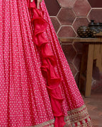 MEGENTA PINK SILK HEAVY WEDDING LEHENGA CHOLI