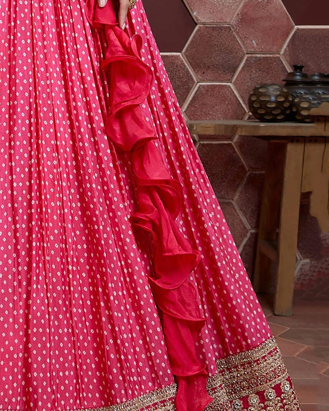 MEGENTA PINK SILK HEAVY WEDDING LEHENGA CHOLI