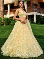 BANANA YELLOW HEAVY SEQUINS LEHENGA