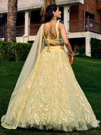 BANANA YELLOW HEAVY SEQUINS LEHENGA