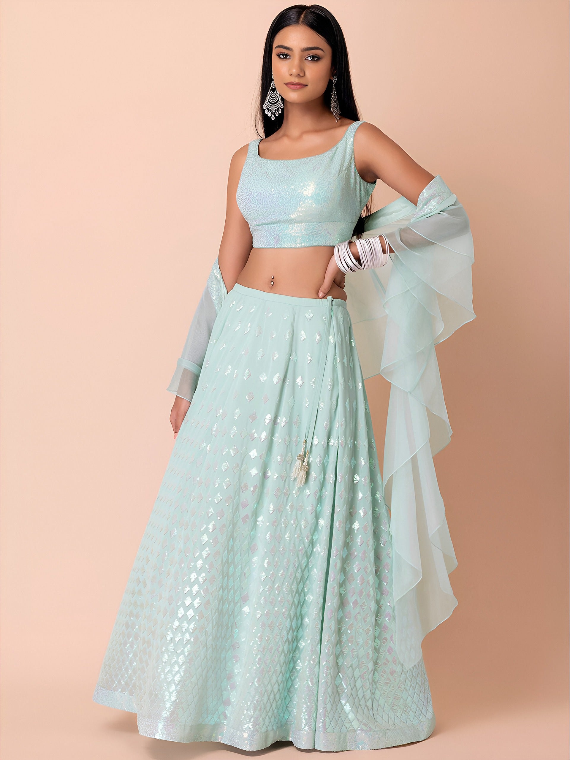 PASTEL BLUE GEORGETTE LEHENGA CHOLI