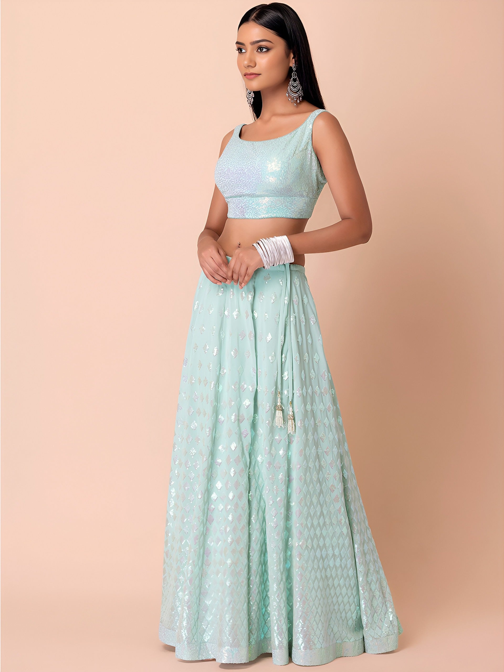 PASTEL BLUE GEORGETTE LEHENGA CHOLI
