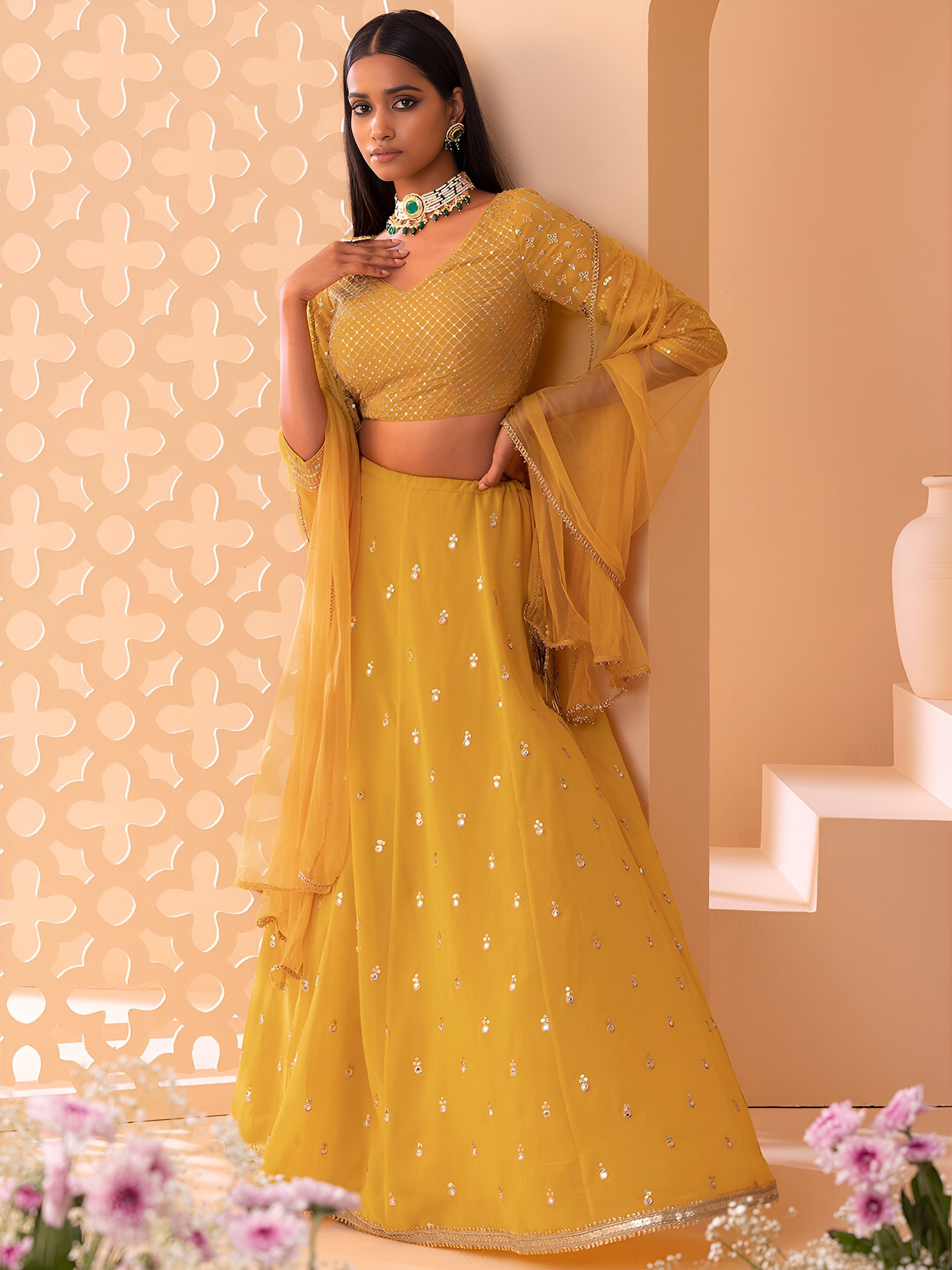 CORN YELLOW LEHENGA CHOLI
