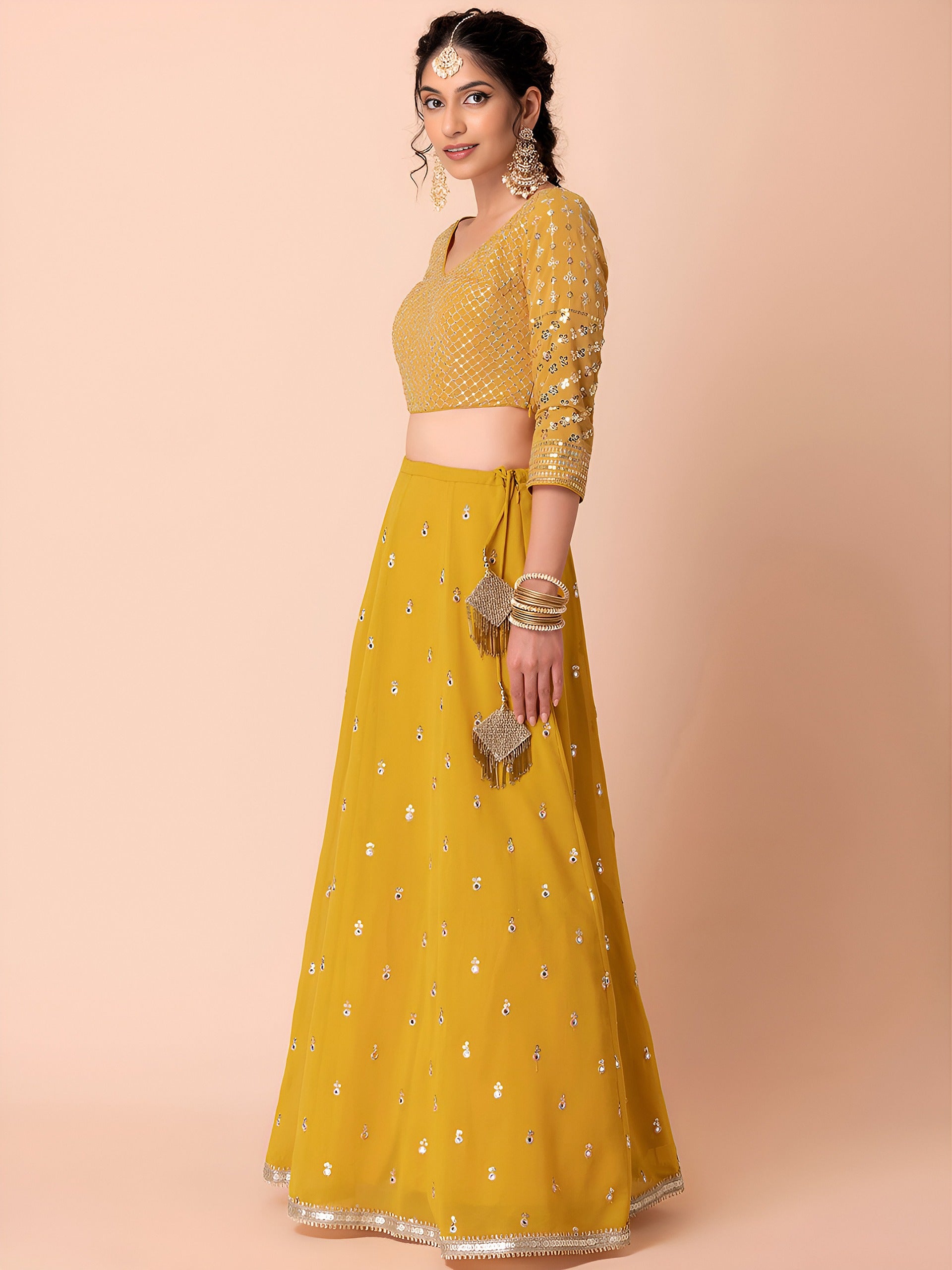 CORN YELLOW LEHENGA CHOLI